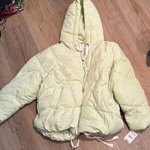 Free People Soft Green Hooded Puffer Jacket